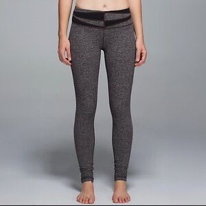 LULULEMON Wunder Under Legging Luon Giant Herringbone Black Heathered Grey Pant